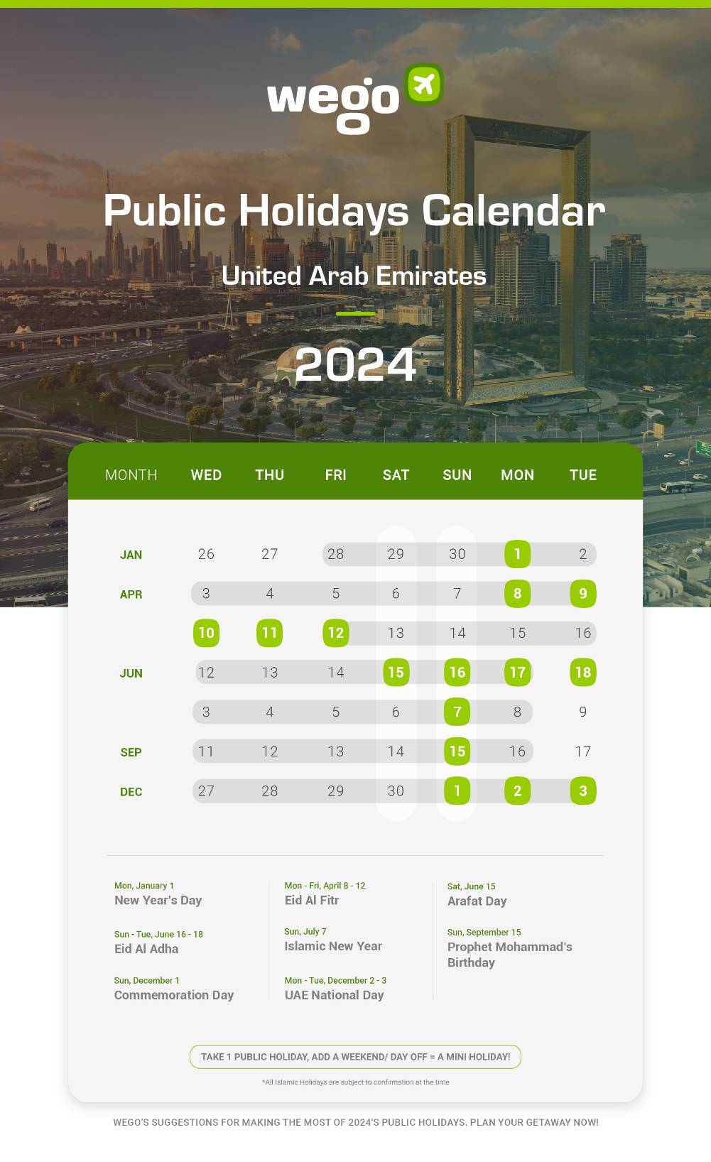 UAE Holidays 2024 & Long Weekends Public & Government Holidays In