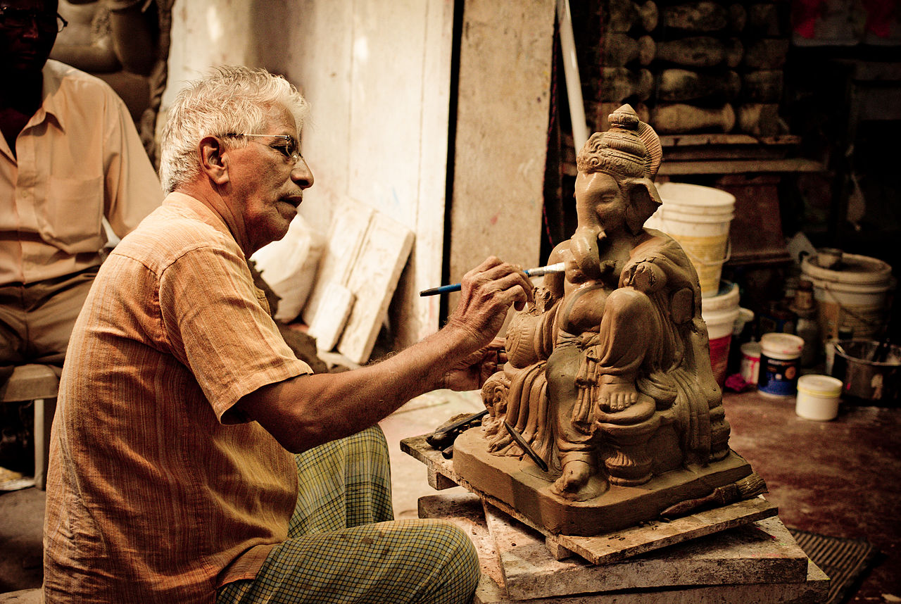 Ganesh idol making - ganapati bappa decoration preparation