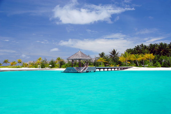 The arrival jetty at the Anantara Resort & Spa, South Atoll, the Maldives