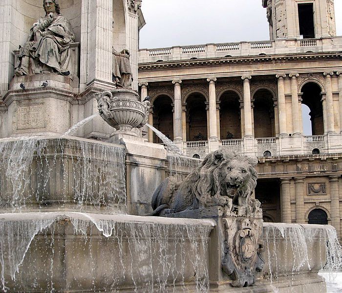 Fountain of the Four Bishops in front of the Saint Sulpice Church, housing the 'Rose Line' in the Da Vinci Code