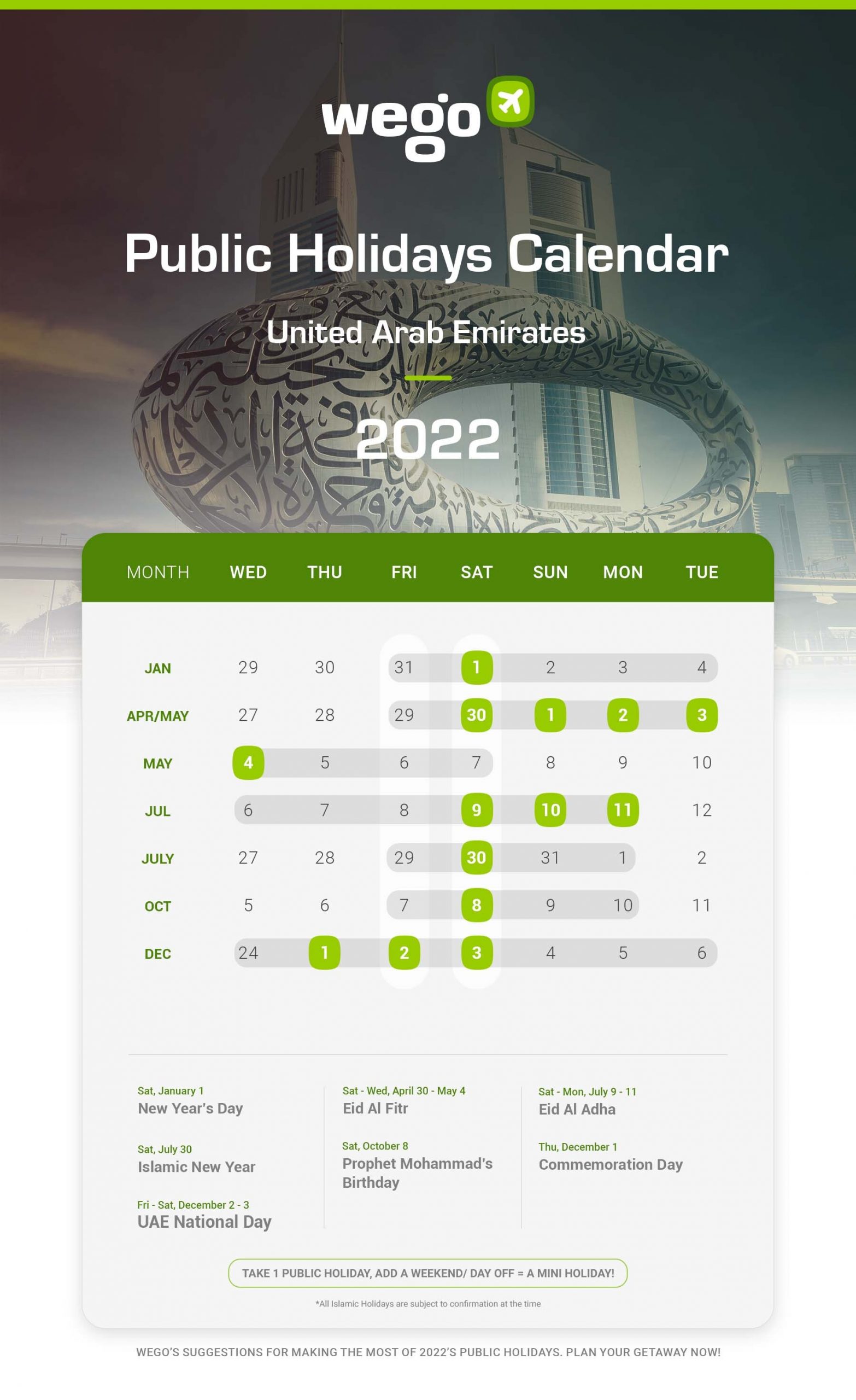 UAE Islamic Holidays Calendar 2024 Eid Al Fitr, Eid Al, 51 OFF