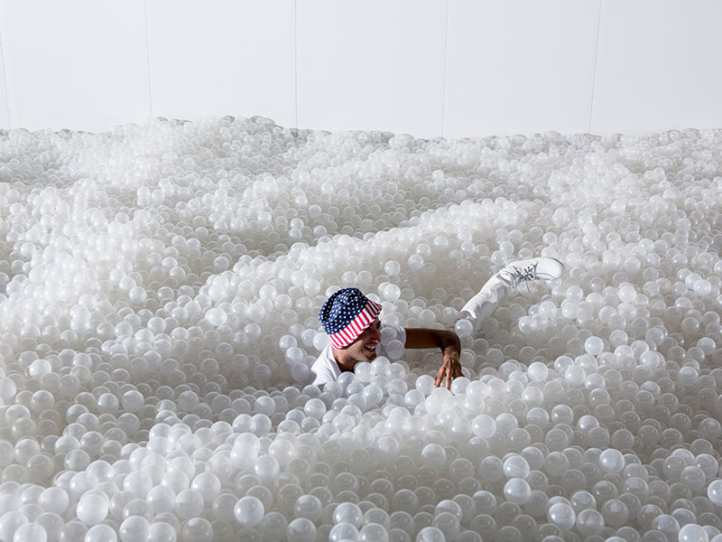 Swimming in a sea of 750,000 plastic balls
