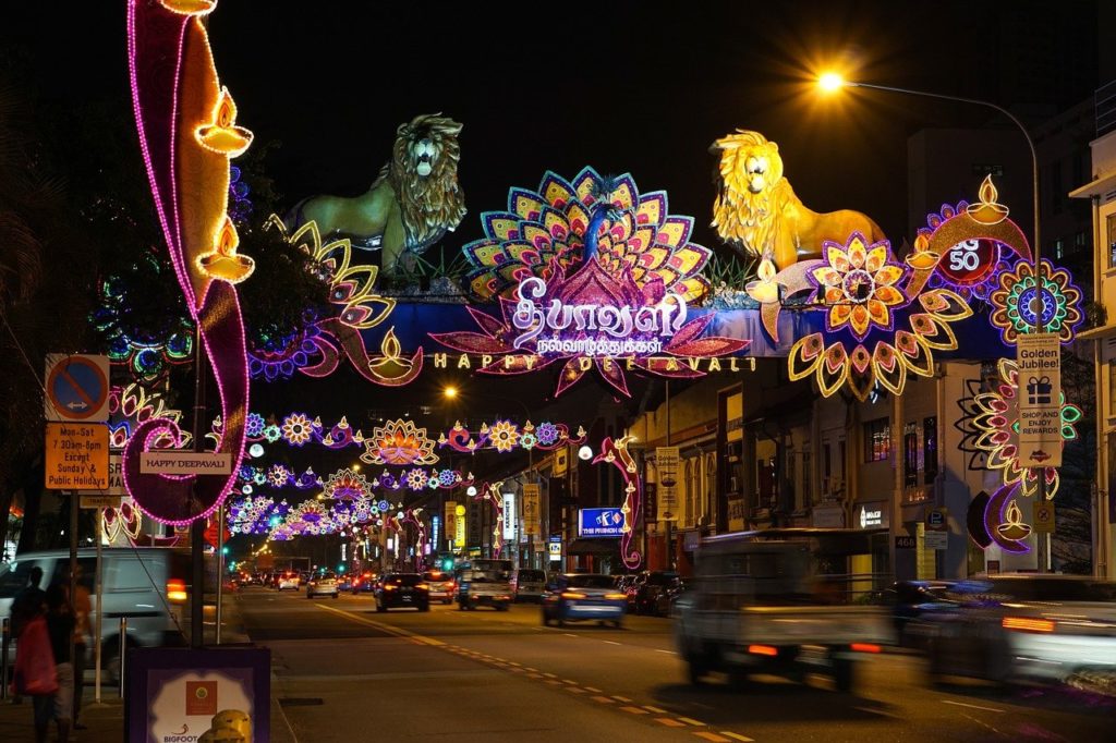 Lightwork on streets as a part of decoration during the festival of light 